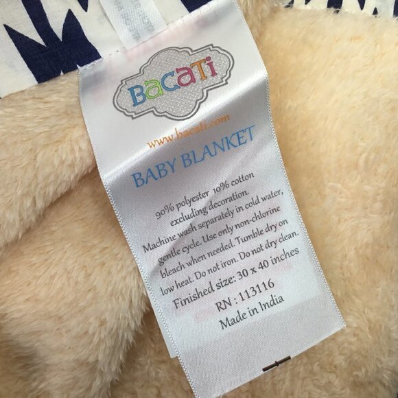Bacati Baby Blanket Owl NWOT Lovey Security Blanket Plush Soft Ikat Border 42x30 - Picture 5 of 5